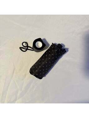 Compact Black Polka Dot Travel Umbrella Flask